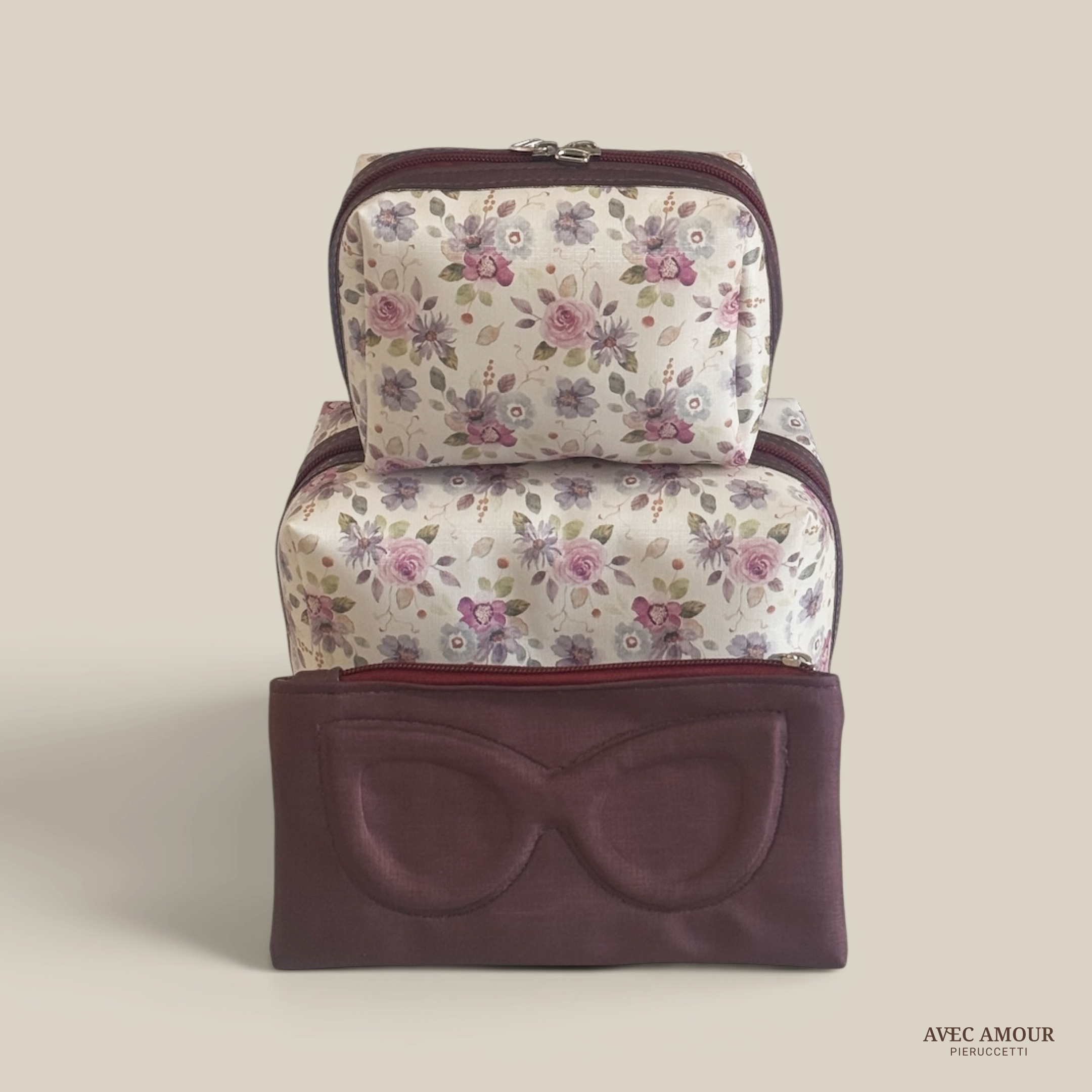 Kit Necessaire Floral P e M + Porta Óculos Louvre - Imagem 1