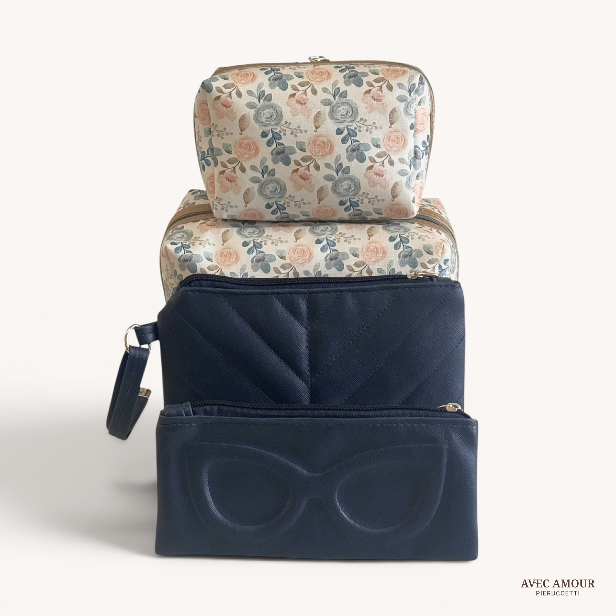 Kit Necessaire Floral P e M + Carteira Nice + Porta Óculos Louvre - Imagem 1
