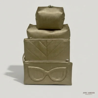 Kit3 Necessaire Matisse Dourada M e P+ carteira acolchoada +porta Óculos_2x